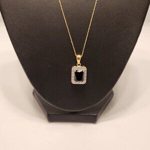 Emerald Cut 4.0 Ct Natural Amethyst Sterling Silver W /GOLD OVERLAY Necklace